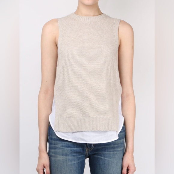 Brochu Walker Tops - Brochu Walker Vail Layered Sweater Tank Linen Blend in Cream, size S (C-9)